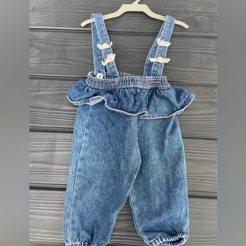 Y2K VINTAGE 90’s BABY GIRL 12 MO. DENIM OVERALLS
